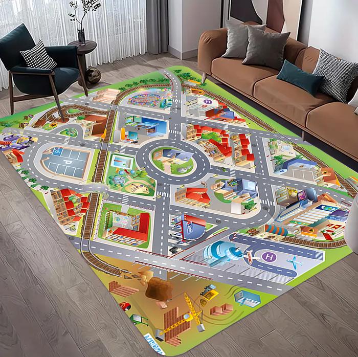 Urban Children's Transportation Play Mat Highway Carpet with Toy Car Playroom Educational Toy Car Pl