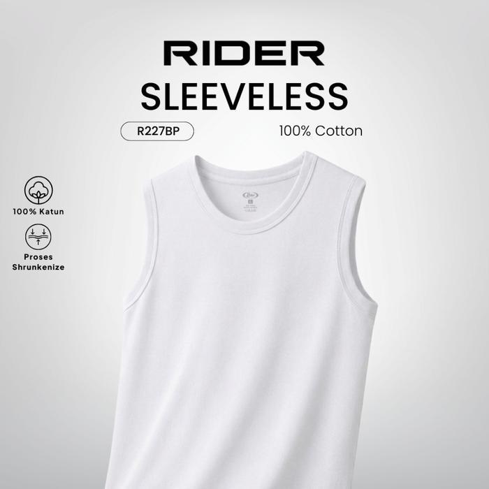 Tanktop Pria Leher Bulat Tanpa Lengan Bahan Katun Rib Putih Ukuran M