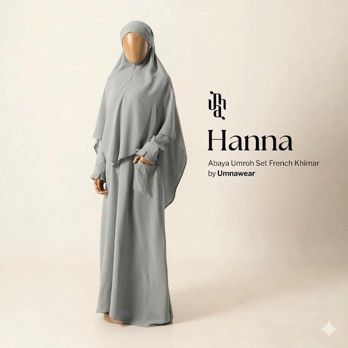 UMNA WEAR - HANNA ABAYA SET + FK - abaya umroh gamis syari jilbab fk