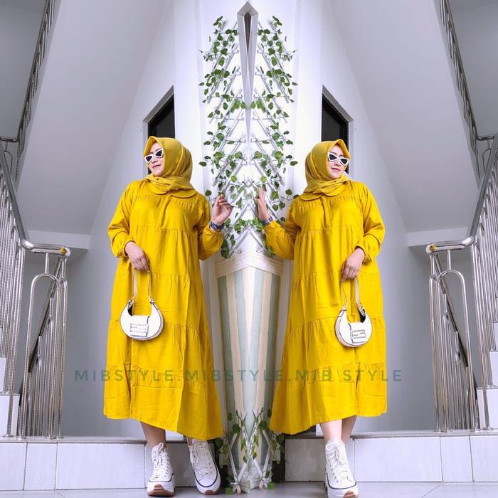 MIB Style - Midi Dress Tunik Polos Rayon Wanita Muslimah Nyaman