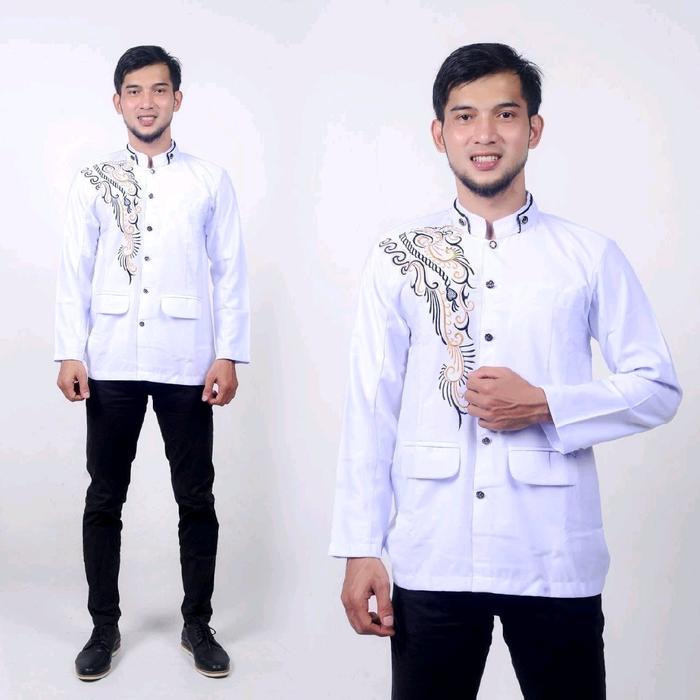 jasko bordir jas koko polos kombinasi bordir baju muslim pria dewasa seragam hadroh elegan mewah Kur