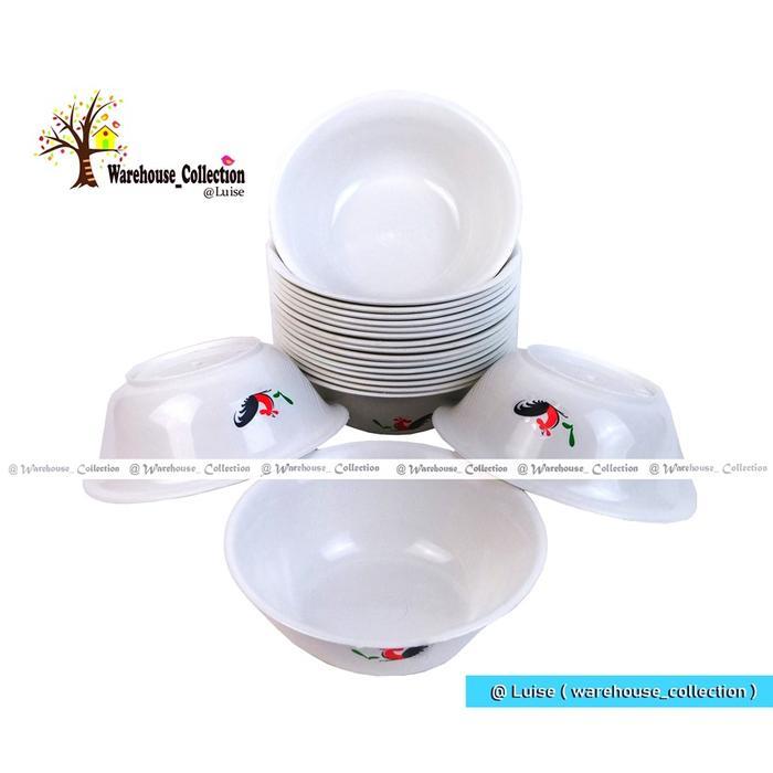 1 lusin (12 bj) Mangkok ayam Jago Plastik 6,5"inch / Mangkok Jago / Mangkok Plastik Murah [MKJ/P6,5-