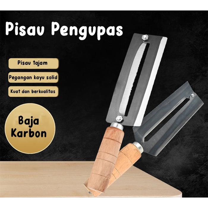Pisau/Peeler Kupas Kulit Nanas Tebu Pisau 2 Tingkat Tajam Baja Karbon Pemotong Keripik Tempe