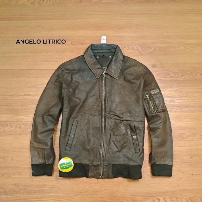 angelo litrico Leather bomber jacket jaket
