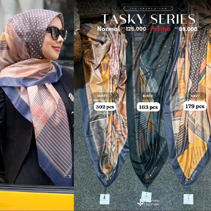Hijab Journey ORI Tasky Series Hijab Elegan dengan Tampilan Cantik dan Warna Dusty Black Navy