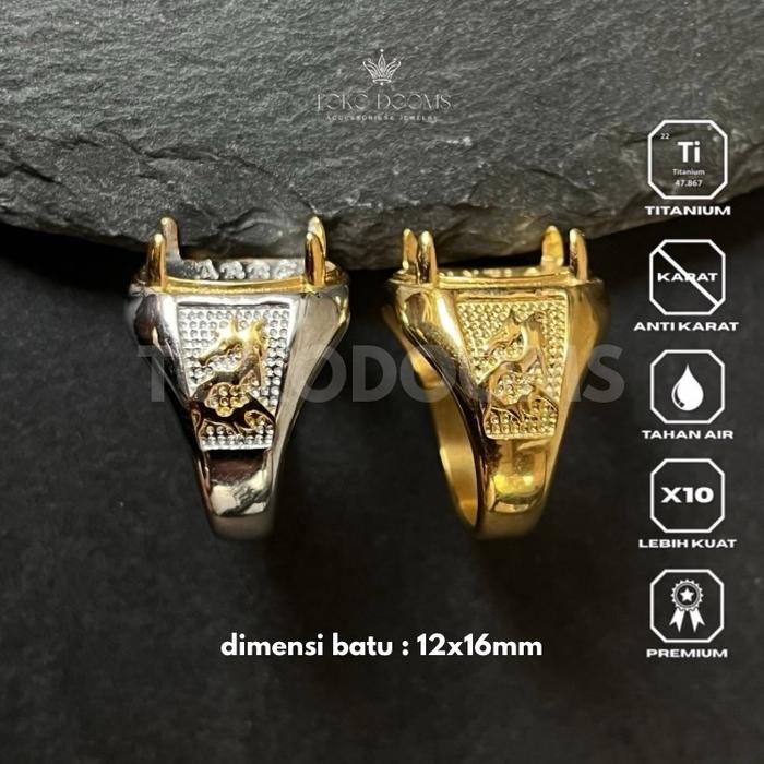 ring cincin emban naga cakar [TITANIUM] 12x16 halus super elegan istimewa