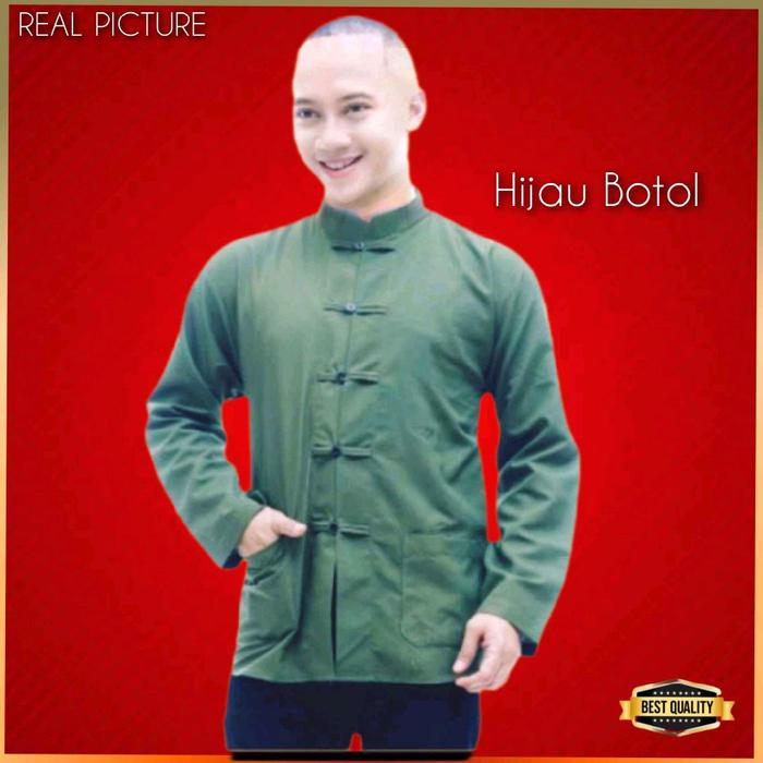 Baju Cheongsam Pria Dewasa Hijau Botol