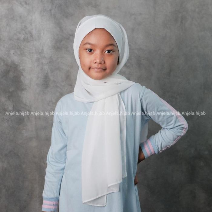 𝐀𝐍𝐉𝐄𝐋𝐀 - Jilbab Pashmina Anak Instan Melayu Ceruty Baby Doll Premium Pasmina Instant Kids Malaysia P