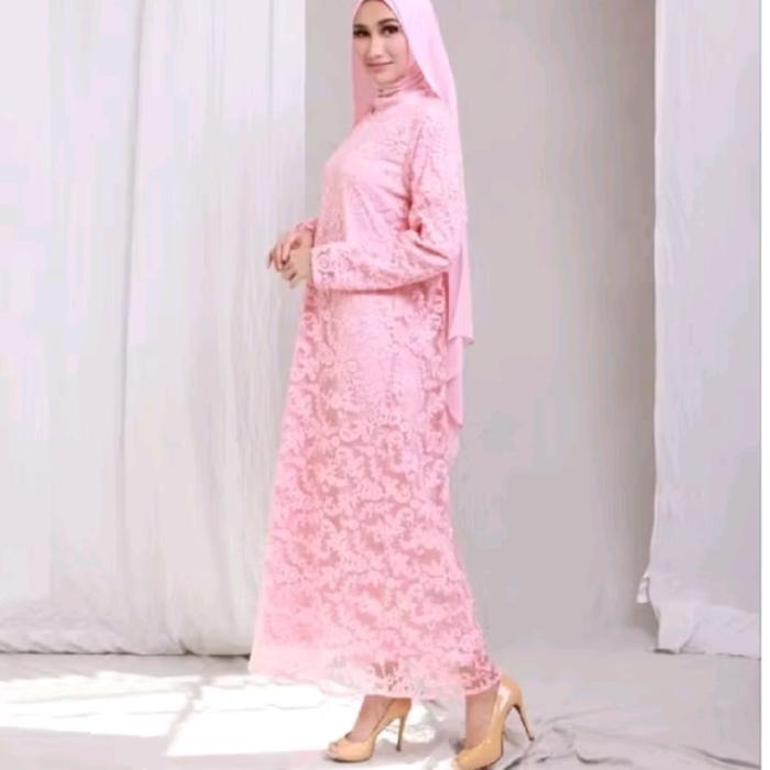 3H GAMIS FULL BRUKAT Dress pesta TANPA HIJAB