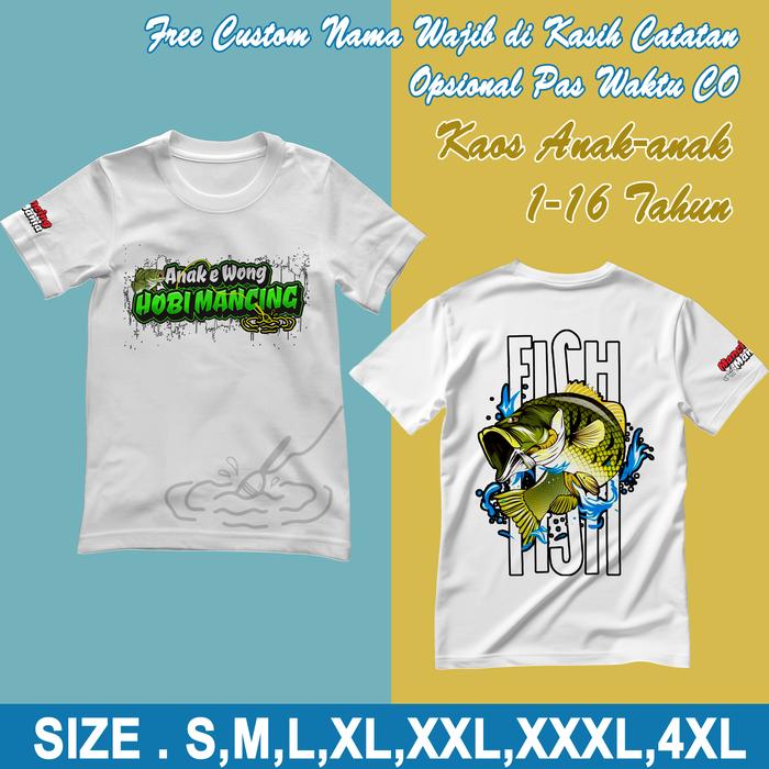 Kaos Anak-anak Motif Anak e Wong Hobi Mancing Mancing Mania BISA CUSTOM NAMA Atasan Laki-laki dan Pe