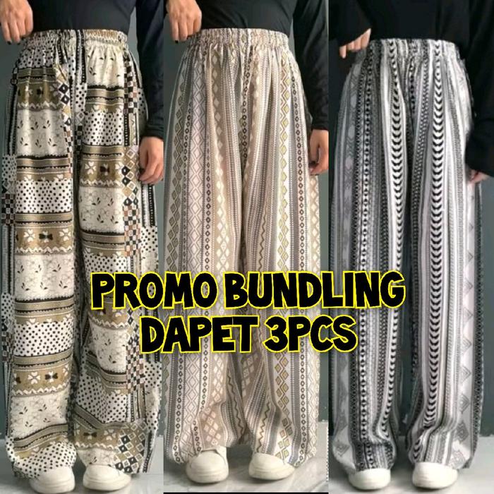 kulot rayon premium paket 3pcs 100ribu celana  Panjang Wanita ootd zebra loose pants stylish xxl ant