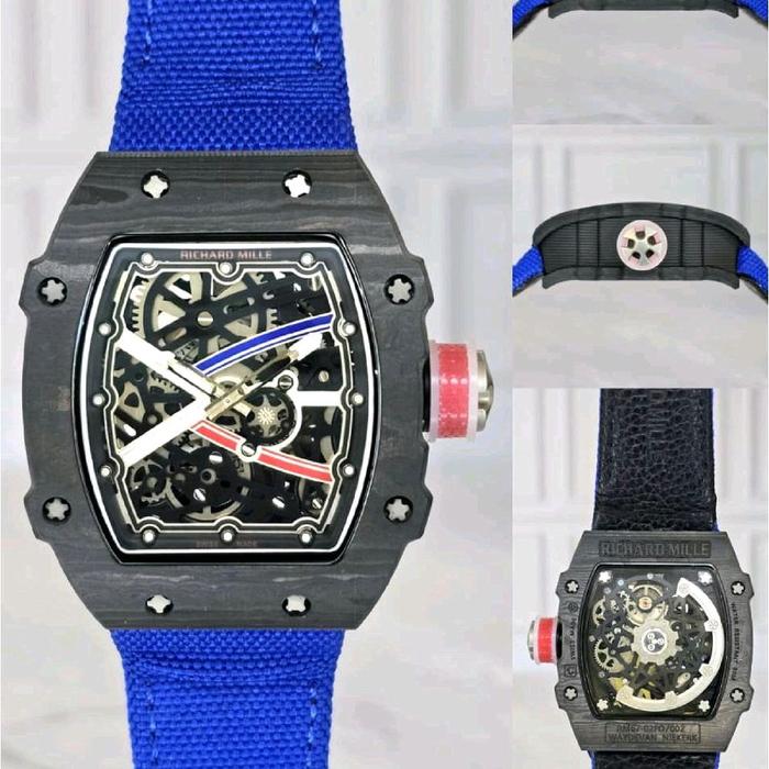 Jam Tang Pria HwRichard Mille RM67 Swiss Automatic 40mm Blue Dial Carbon