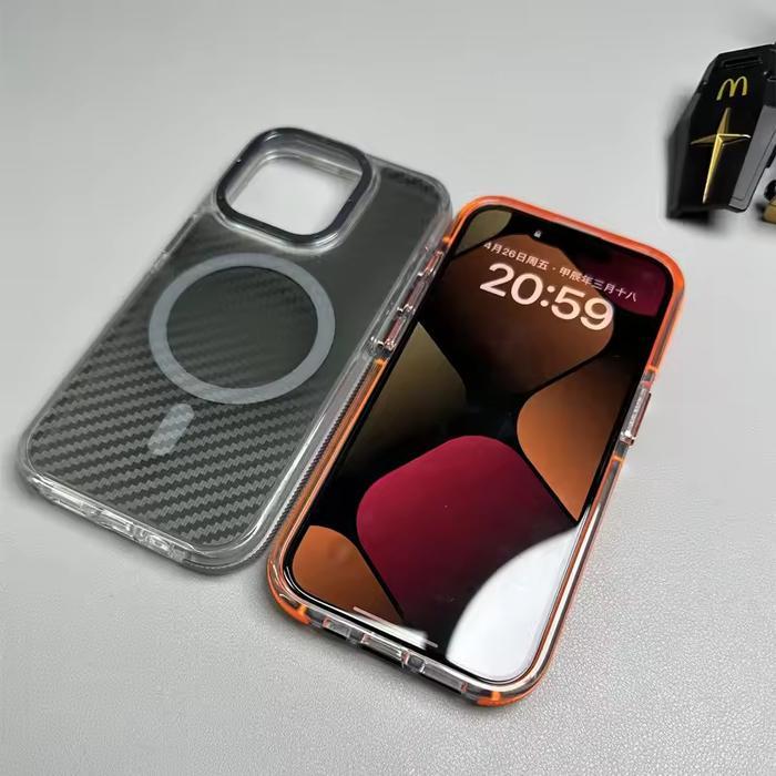 Carbon Case Transparant Magsafe Iphone 11 12 13 14 15 Premium Karbon Casing Hardcase Cover Promo