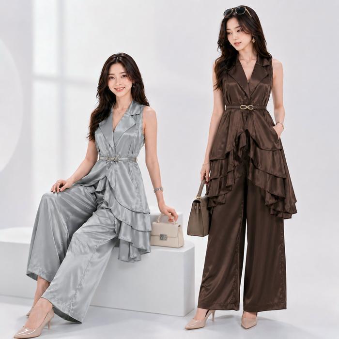 SECRE – AURELIA RUFFLE SET Rompi Wanita Nyaman Outer Atasan