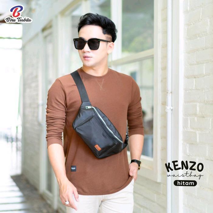 waistbag Kenzoo by biru tsabita tas Pinggang Hitam Pria Slingbag