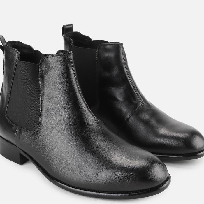 Guin Casalini Sepatu Ankle Chelsea Boots Kulit Asli Formal Kantor Pria Cow Leather Dengan Elastik G-