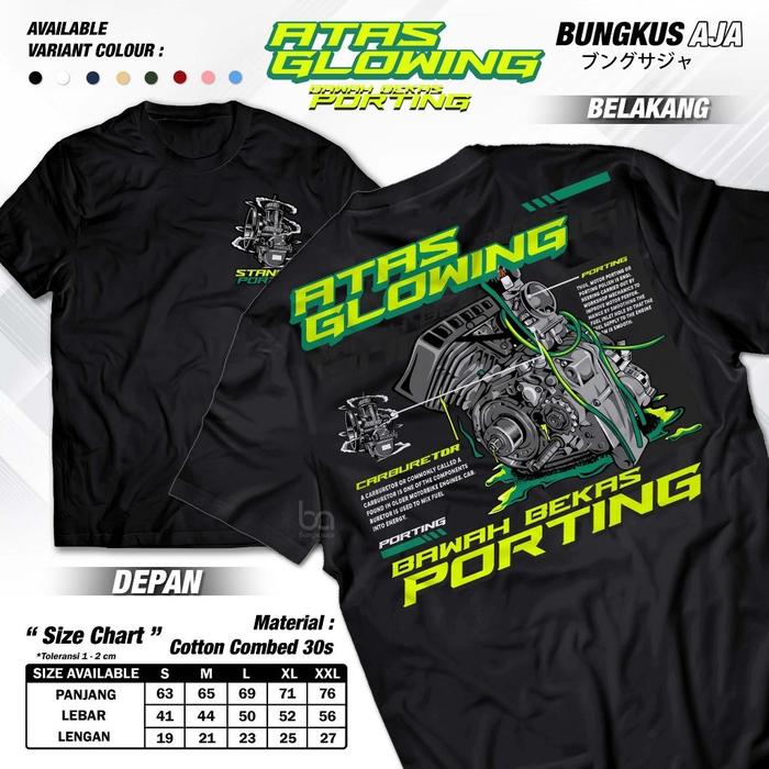 Kaos Racing Carburetor Atas Glowing Bawah Bekas Porting - Baju Distro Kata Kata 2 Stroke Herex Cotto