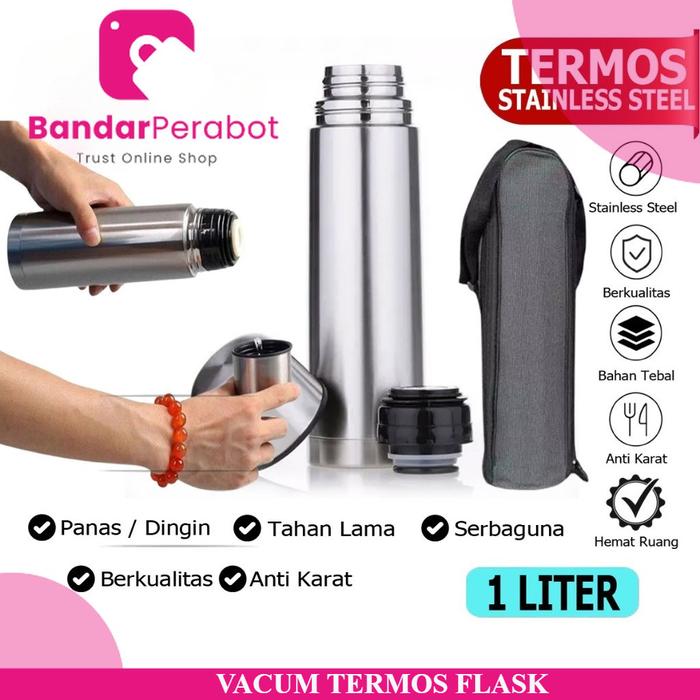 Termos Air Panas Dingin Stainless Vacum 1000ml / Termos Vacuum Flask 500ML