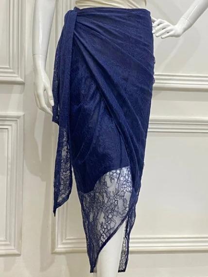 IZZIE Asymmetric Lace Skirt - Midnight Blue