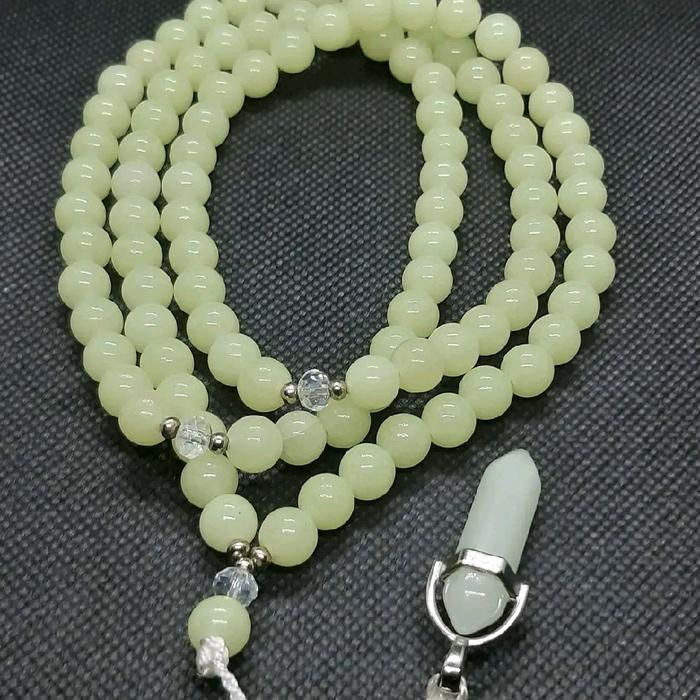 tasbih batu permata fosfor berbandul liontin fosfor