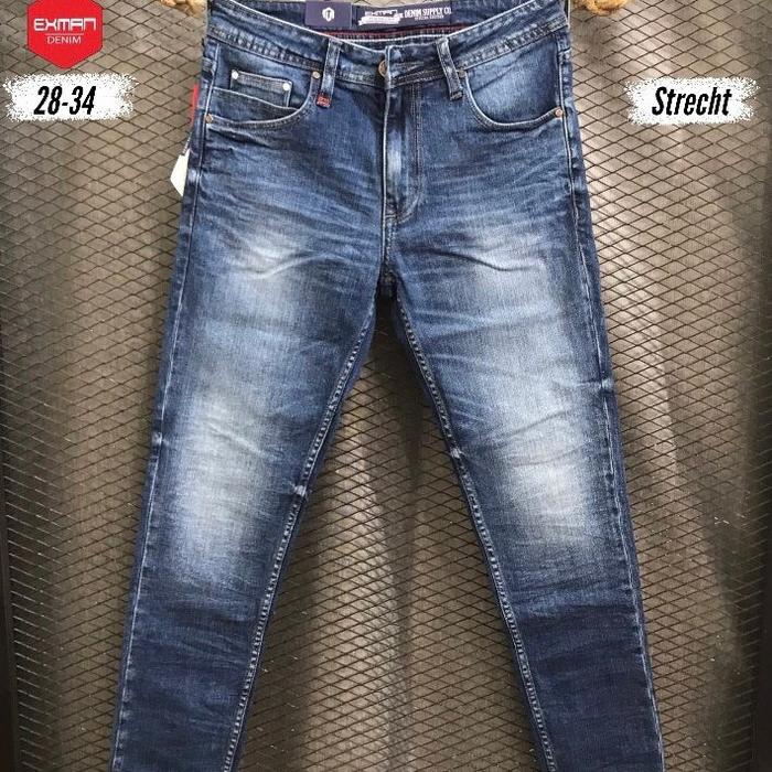 ORIGINAL WASH / JEANS PANJANG PREMIUM PRIA EXMAN PUTRA RAFFLESIA Denim Nyaman Celana Biru Cowok Muda