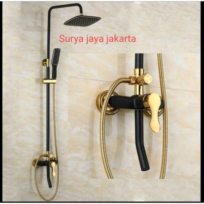Shower Tiang Gold Black / Kran Tiang Gold / Shower Tiang Murah