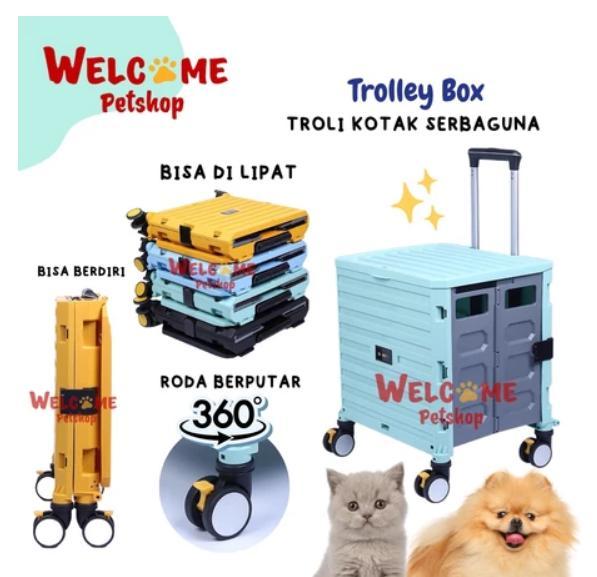 [RZK]Trolley Box Anjing Kucing Ukuran Besar Troli Lipat Stroller Keranjang Belanja Sayur