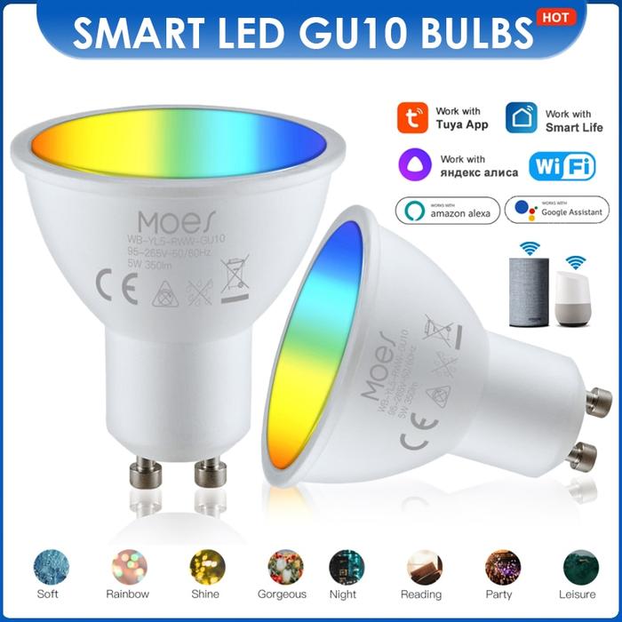 Tuya GU10 WIFI Smart LED Bulbs RGB CW White 5W Dimmable Lamps Smart