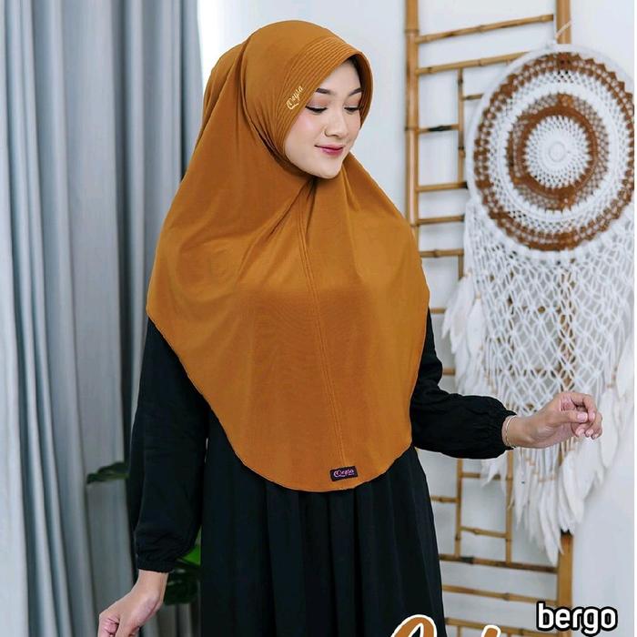 Salma Bergo Hijab Instan Warna Kuning Trendy Qeysa hijab  Bergo sport size L