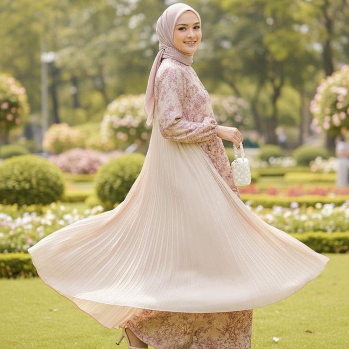 Geulis Ori Diskon Gamis muslim lembut wanita silk kondangan pesta motif Dress