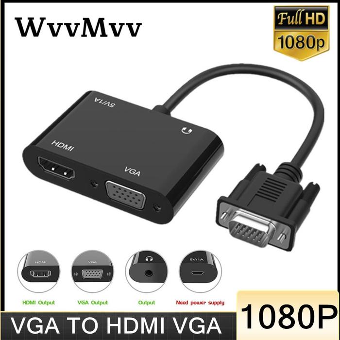 VGA to HDMI VGA adapter 1080P HD VGA splitter 1 in 2 output for