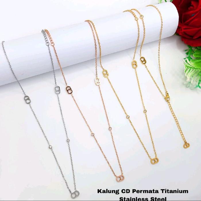 KALUNG CD PERMATA TITANIUM PERHIASAN LAPIS EMAS 24K ASLI ORI ANTI KARAT DAN ANTI LUNTUR CANTIK DAN E