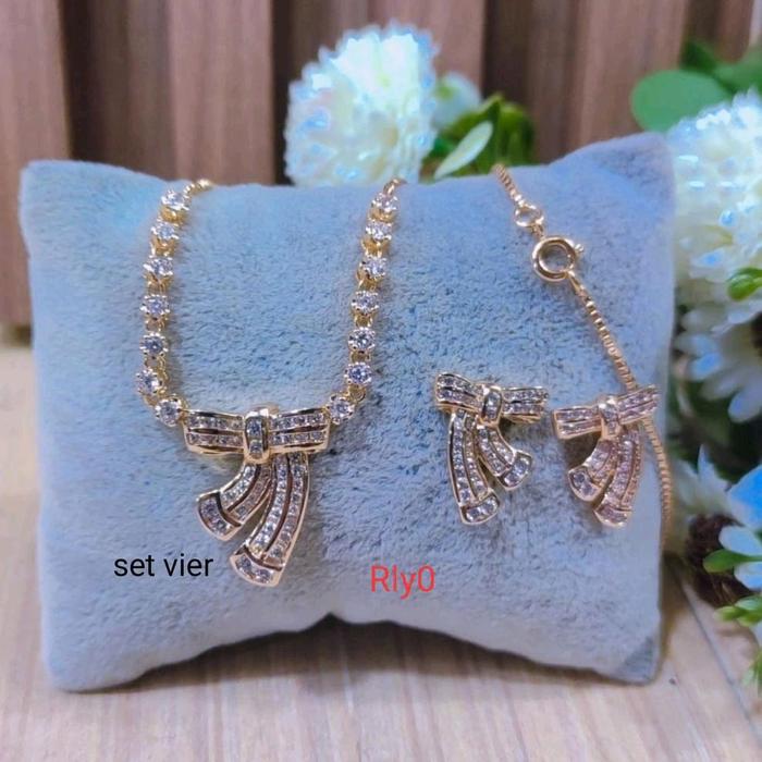 Set tura pita replika tiruan model suasa berlian medan bahan vier