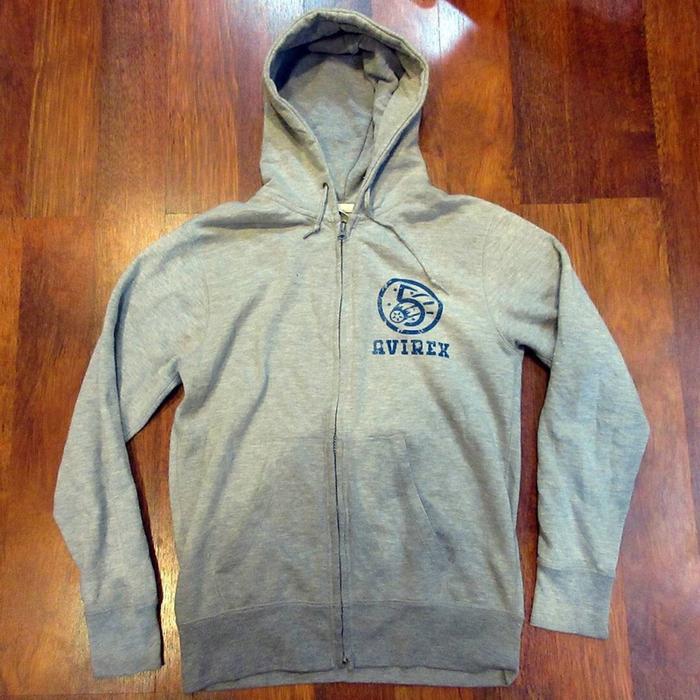 AVIREX USA GREY HOODIE jacket SIZE M WITH BACKPRINT Cotton material 100% FAST RESPONSE