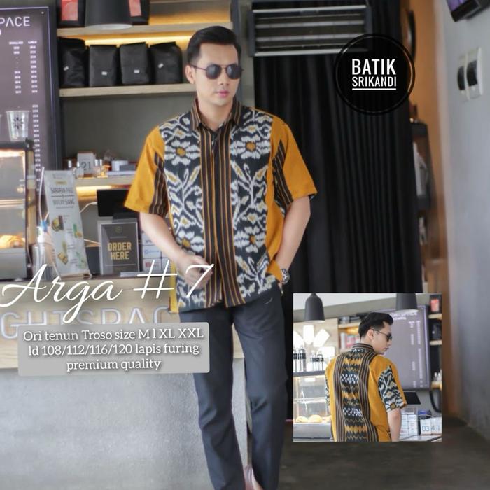 Kemeja Tenun Troso Original Pria Lengan Pendek Arga #7 Batik Tenun Troso Premium Quality Size M-XXL