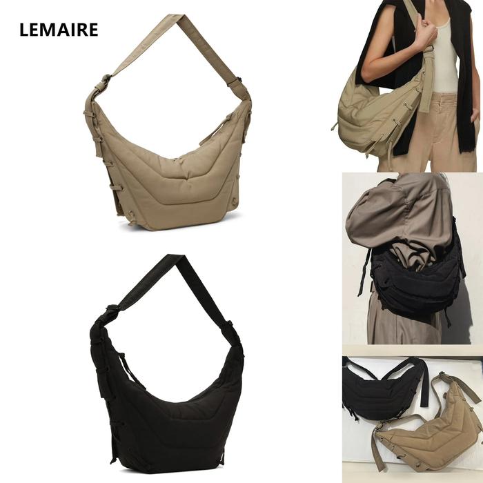 Lemaire Padded Nylon Crossbody Shoulder Bag,Croissant Bag Lazy Style Large Casual Sling Bag Adjustab