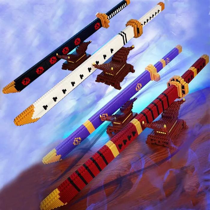 One Piece Sword Linkgo Micro Building Blocks Roronoa Zoro Sandai Kitetsu DIY Assembled Connection Mi