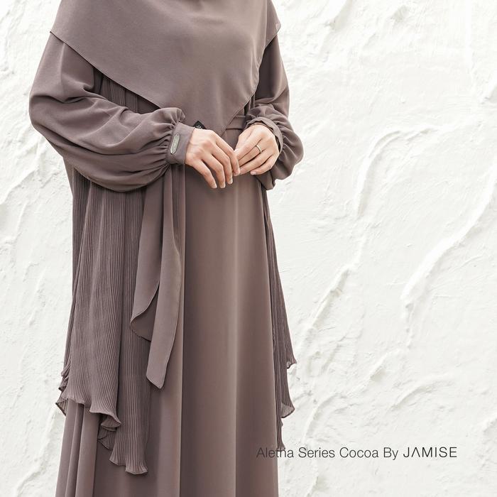 Murah Aletha Series | Dress Outer Ceruty Set Khimar Pashmina Wanita Muslimah by Jamise Syari Cantik 