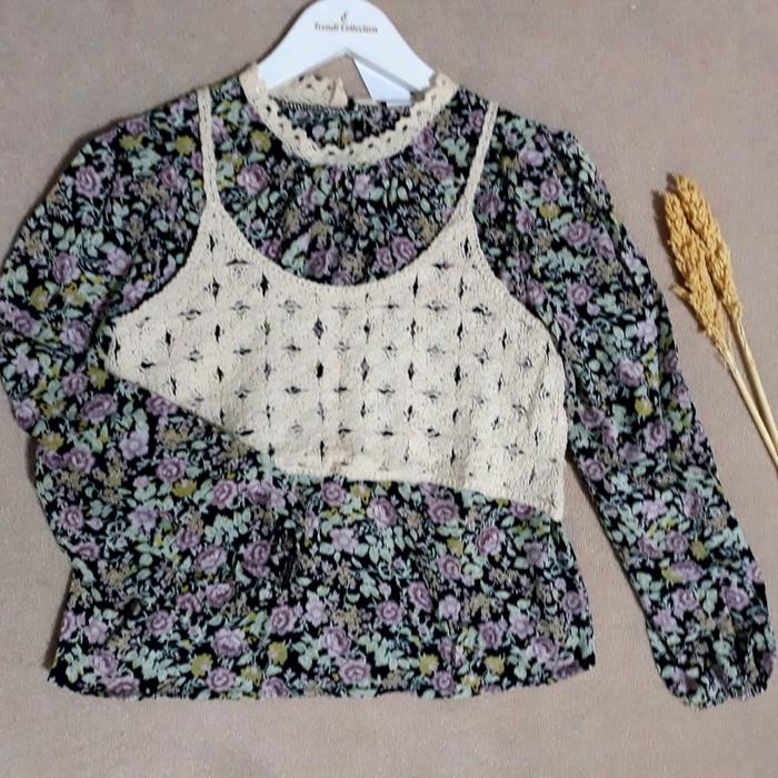 frendicollection | atasan yimina rompi rajut kolekzi fc import, blouse atasan motif bunga rompi raju
