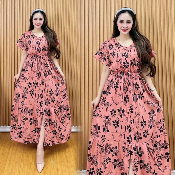 LUNA DRESS RAYON BELAH DEPAN LD 110 BUSUI PREMIUM MODEL TERBARU / DASTER RAYON POLOS / DASTER KERUT 