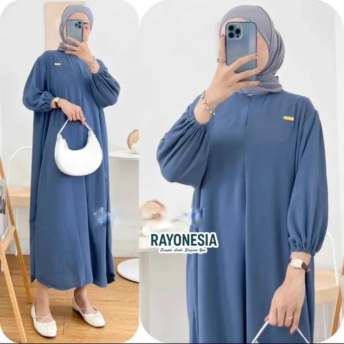 MYKHA MIDI DRESS CRINKLE AIRFLOW PREMIUM Ootd Gamis Jumbo Bahan Lembut Ringan Nyaman Busui Friendly
