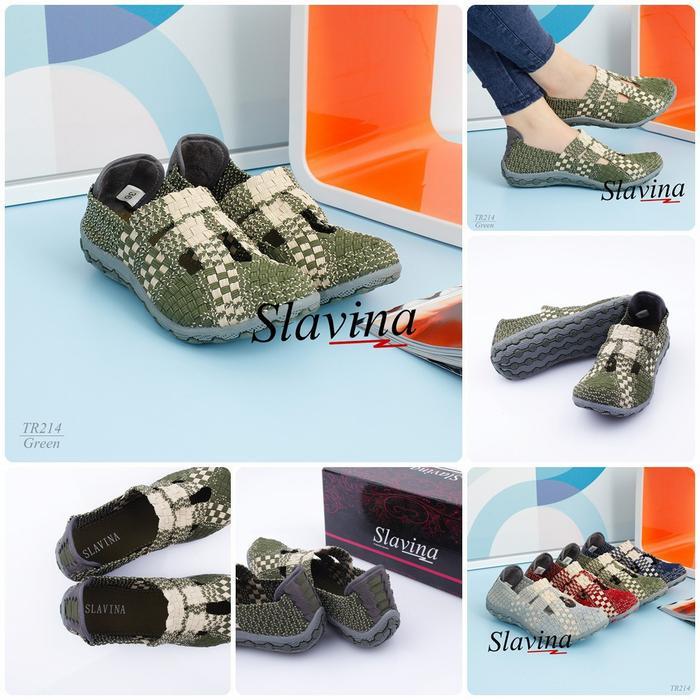 Sepatu Wanita Slavina Knit Flat Rajut Tr214 - Navy