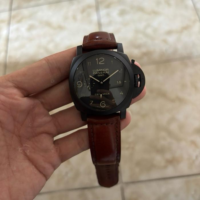 Jam Tangan Panerai Luminor 1950 Ceramica dengan Tali Kulit Coklat