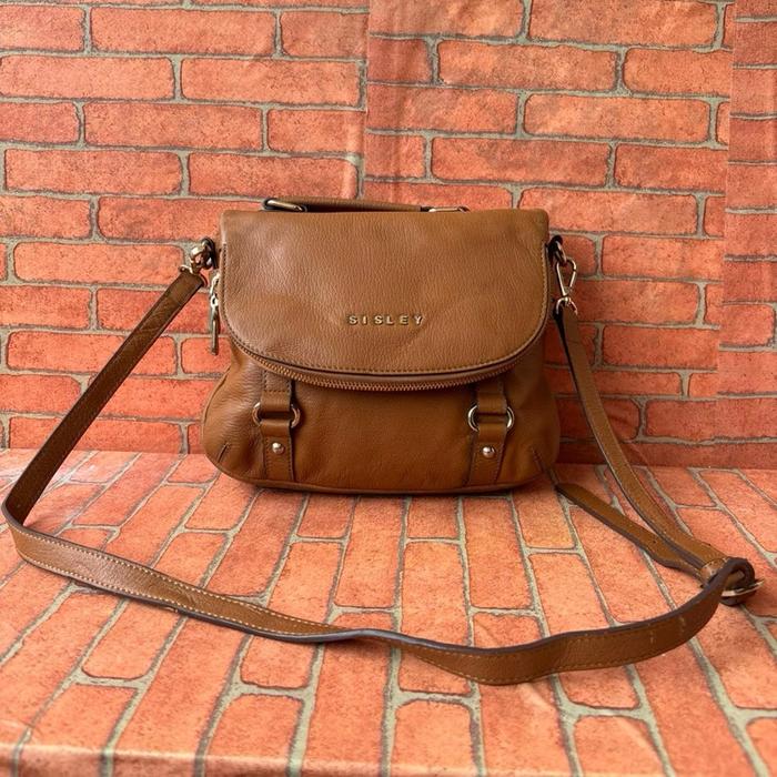 TAS SELEMPANG SISLEY KULIT ASLI WANITA SECOND BRANDED COKLAT / TAS SLING SISLEY KULIT ASLI WANITA SE