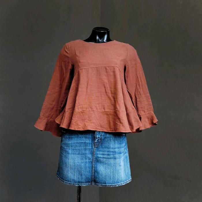 BONNIE ALEX CAMEL BROWN BLOUSE