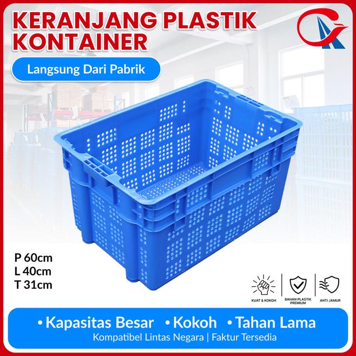 Keranjang Plastik Minimarket 50L 60×40×31cm – Keranjang Belanja & Transportasi Barang Tebal