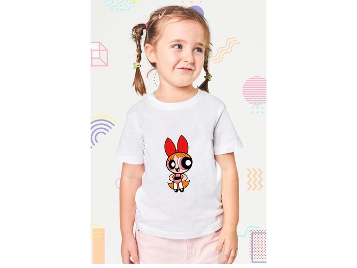 baju dtf anak motif karakter boneka kartun the powerpuff girls DN3 sablon sublim gambar 3D Kaos Fash