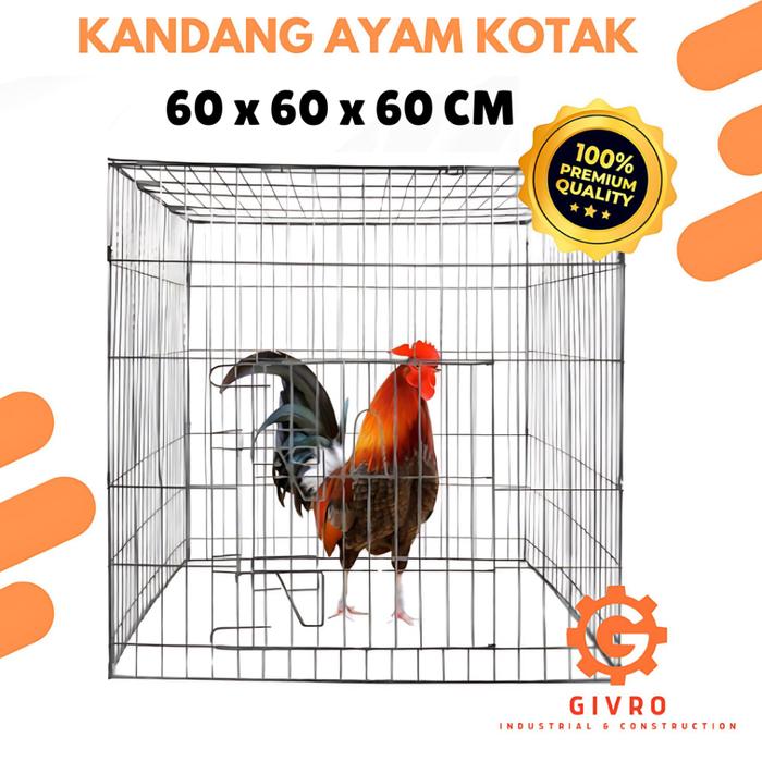 Kandang Ayam Umbaran Galvanis 60x60x60cm Bergerak Bebas