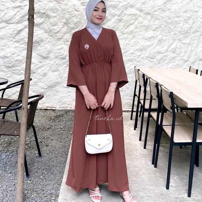 Kayla Dress Gamis Midi Polos Wanita Linen