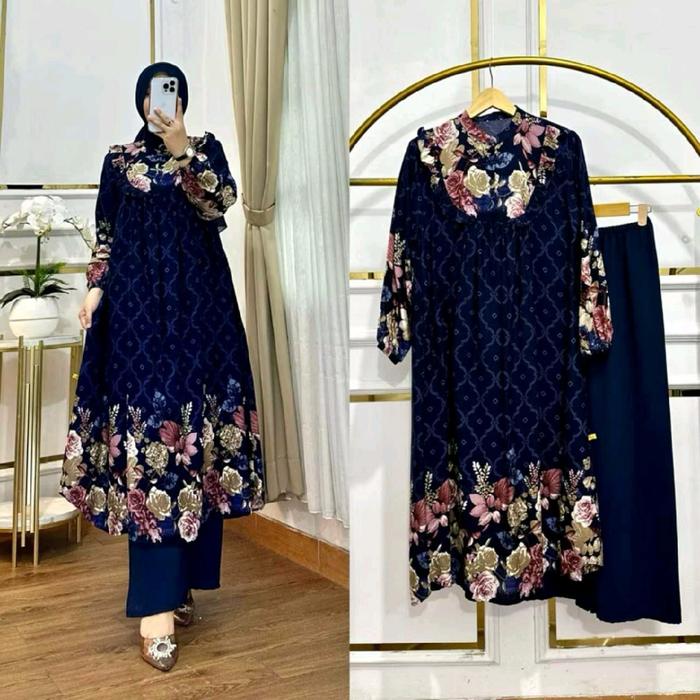 BIG SALE  Baju Setelan celana bahan rayon premium adem dipakai#gamis setelan wanita muslim motif  te